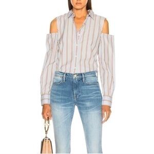NWT Frame cotton shoulderless top button-up shirt Size XS
